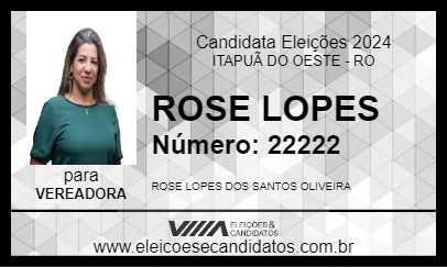 Candidato ROSE LOPES 2024 - ITAPUÃ DO OESTE - Eleições