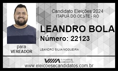 Candidato LEANDRO BOLA 2024 - ITAPUÃ DO OESTE - Eleições