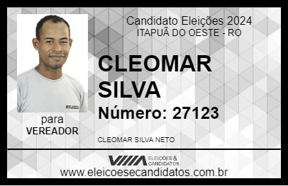 Candidato CLEOMAR SILVA 2024 - ITAPUÃ DO OESTE - Eleições