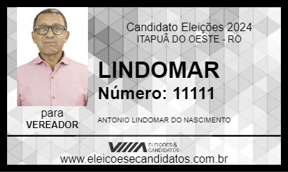 Candidato LINDOMAR 2024 - ITAPUÃ DO OESTE - Eleições