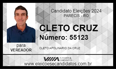 Candidato CLETO CRUZ 2024 - PARECIS - Eleições