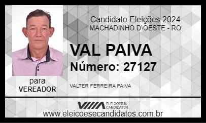 Candidato VAL PAIVA 2024 - MACHADINHO D\OESTE - Eleições