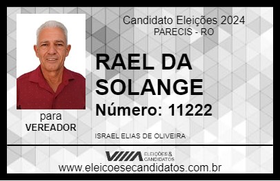 Candidato RAEL DA SOLANGE 2024 - PARECIS - Eleições