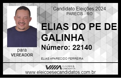 Candidato ELIAS DO PE DE GALINHA 2024 - PARECIS - Eleições