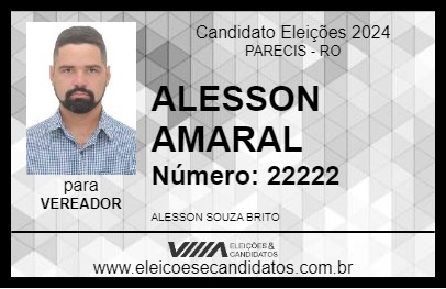 Candidato ALESSON AMARAL 2024 - PARECIS - Eleições