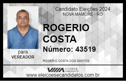 Candidato ROGERIO COSTA 2024 - NOVA MAMORÉ - Eleições