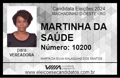 Candidato MARTINHA DA SAÚDE 2024 - MACHADINHO D\OESTE - Eleições