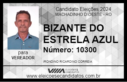 Candidato BIZANTE DO ESTRELA AZUL 2024 - MACHADINHO D\OESTE - Eleições