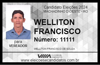 Candidato WELLITON FRANCISCO 2024 - MACHADINHO D\OESTE - Eleições