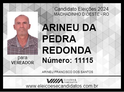 Candidato ARINEU DA PEDRA REDONDA 2024 - MACHADINHO D\OESTE - Eleições