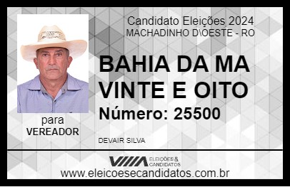 Candidato BAHIA DA MA VINTE E OITO 2024 - MACHADINHO D\OESTE - Eleições