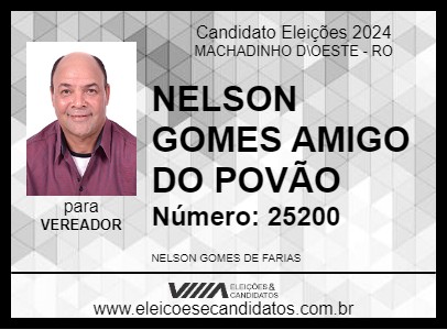 Candidato NELSON GOMES AMIGO DO POVÃO 2024 - MACHADINHO D\OESTE - Eleições