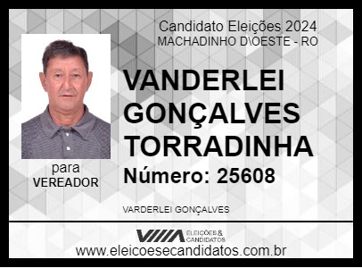 Candidato VANDERLEI GONÇALVES TORRADINHA 2024 - MACHADINHO D\OESTE - Eleições