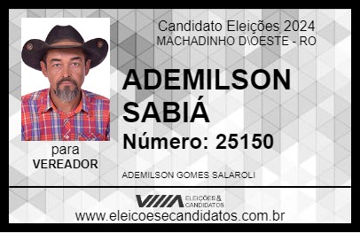 Candidato ADEMILSON SABIÁ 2024 - MACHADINHO D\OESTE - Eleições