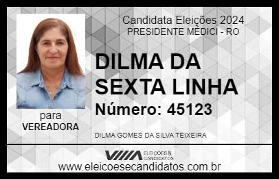 Candidato DILMA DA SEXTA LINHA 2024 - PRESIDENTE MÉDICI - Eleições