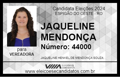 Candidato JAQUELINE MENDONÇA 2024 - ESPIGÃO DO OESTE - Eleições