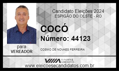 Candidato COCÓ 2024 - ESPIGÃO DO OESTE - Eleições