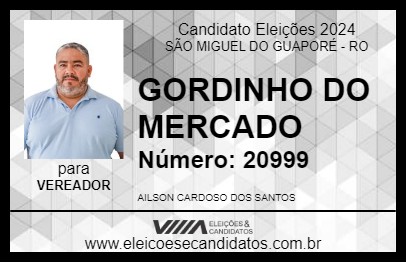 Candidato GORDINHO DO MERCADO 2024 - SÃO MIGUEL DO GUAPORÉ - Eleições