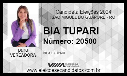 Candidato BIA TUPARI 2024 - SÃO MIGUEL DO GUAPORÉ - Eleições