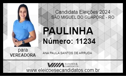 Candidato PAULINHA 2024 - SÃO MIGUEL DO GUAPORÉ - Eleições