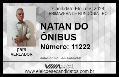 Candidato NATAN DO ÔNIBUS 2024 - PRIMAVERA DE RONDÔNIA - Eleições