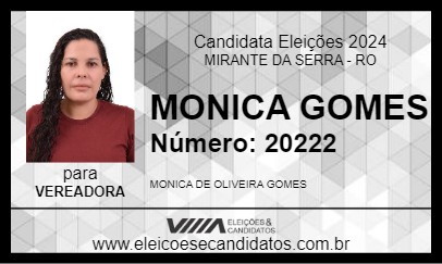 Candidato MONICA GOMES 2024 - MIRANTE DA SERRA - Eleições