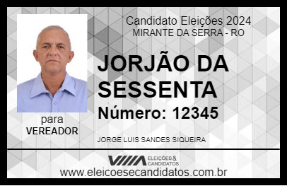 Candidato JORJÃO DA SESSENTA 2024 - MIRANTE DA SERRA - Eleições