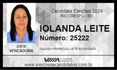 Candidato IOLANDA LEITE 2024 - RIO CRESPO - Eleições