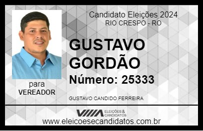 Candidato GUSTAVO GORDÃO 2024 - RIO CRESPO - Eleições