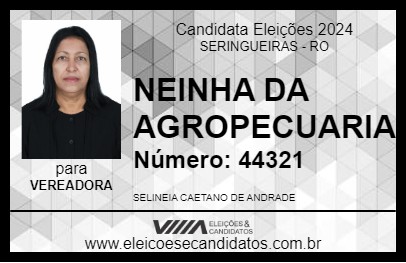 Candidato NEINHA DA AGROPECUARIA 2024 - SERINGUEIRAS - Eleições