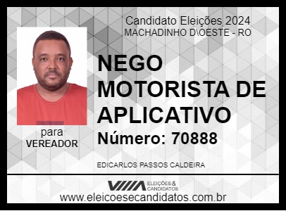 Candidato NEGO MOTORISTA DE APLICATIVO 2024 - MACHADINHO D\OESTE - Eleições