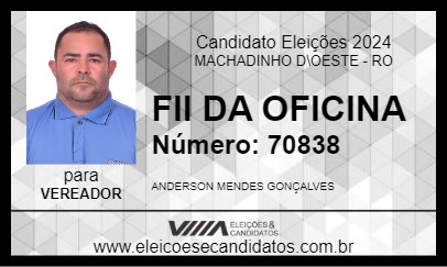 Candidato FII DA OFICINA 2024 - MACHADINHO D\OESTE - Eleições