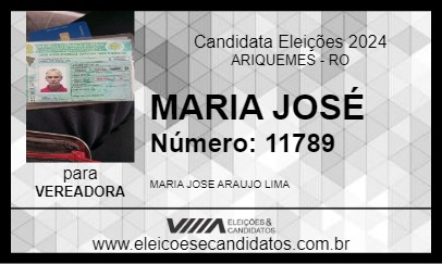 Candidato MARIA JOSÉ 2024 - ARIQUEMES - Eleições