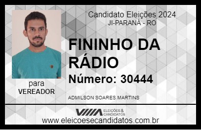 Candidato FININHO DA RÁDIO 2024 - JI-PARANÁ - Eleições