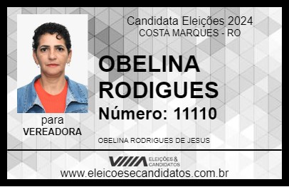 Candidato OBELINA RODIGUES 2024 - COSTA MARQUES - Eleições