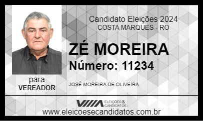 Candidato ZÉ MOREIRA  2024 - COSTA MARQUES - Eleições