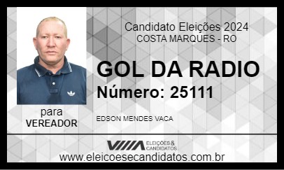 Candidato GOL DA RÁDIO 2024 - COSTA MARQUES - Eleições