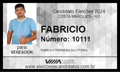 Candidato FABRICIO  2024 - COSTA MARQUES - Eleições