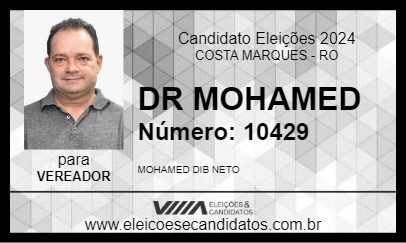 Candidato DR MOHAMED 2024 - COSTA MARQUES - Eleições