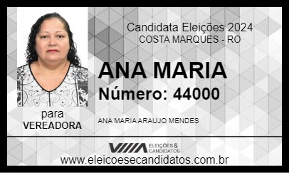 Candidato ANA MARIA 2024 - COSTA MARQUES - Eleições