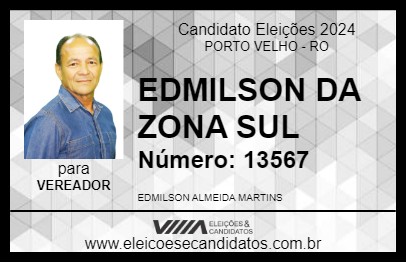 Candidato EDMILSON DA ZONA SUL 2024 - PORTO VELHO - Eleições