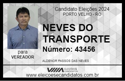 Candidato NEVES DO TRANSPORTE 2024 - PORTO VELHO - Eleições