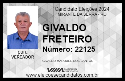 Candidato GIVALDO FRETEIRO 2024 - MIRANTE DA SERRA - Eleições