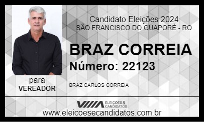 Candidato BRAZ CORREIA 2024 - SÃO FRANCISCO DO GUAPORÉ - Eleições