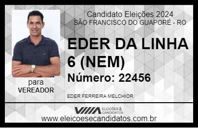 Candidato EDER DA LINHA 6 (NEM) 2024 - SÃO FRANCISCO DO GUAPORÉ - Eleições