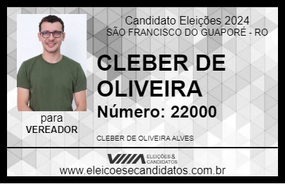 Candidato CLEBER DE OLIVEIRA 2024 - SÃO FRANCISCO DO GUAPORÉ - Eleições