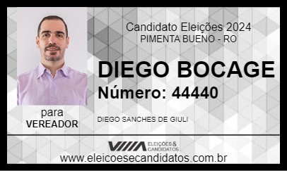 Candidato DIEGO BOCAGE 2024 - PIMENTA BUENO - Eleições