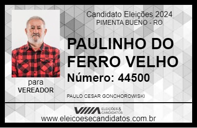 Candidato PAULINHO DO FERRO VELHO 2024 - PIMENTA BUENO - Eleições