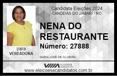 Candidato NENA DO RESTAURANTE 2024 - CANDEIAS DO JAMARI - Eleições