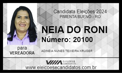 Candidato NEIA DO RONI 2024 - PIMENTA BUENO - Eleições